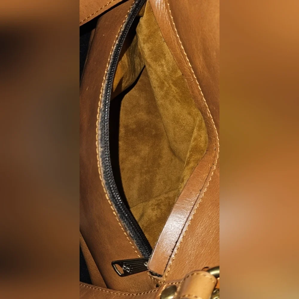 Patricia Nash Cognac Tan Leather Satchel-Shoulder Bag